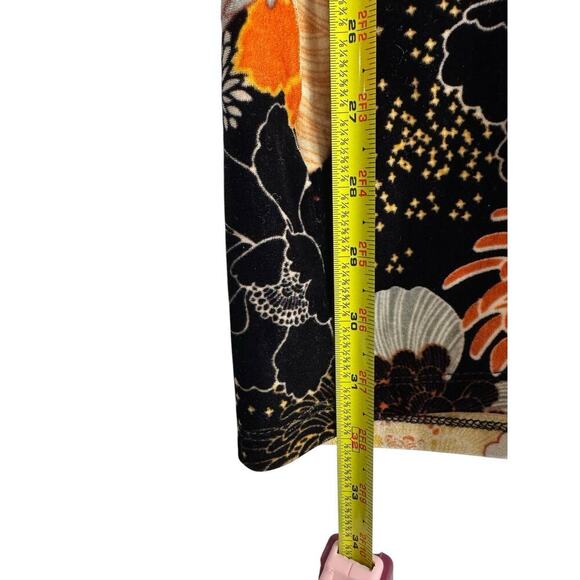 Womens Mini Dress Oriental Retro Print Velvet Bodycon Cut Out Dress Small V Neck - Picture 11 of 13